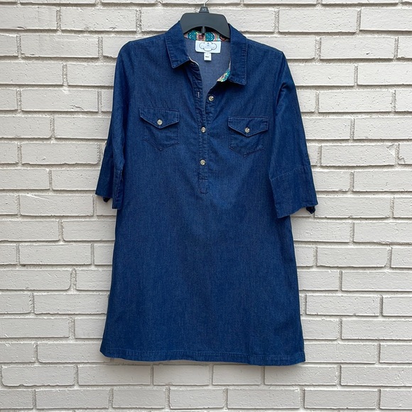 CASEY GRAY denim dress, size medium. 3/4 sleeves can be rolled up. 😍 - Picture 1 of 16